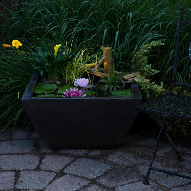 Textured Gray Slate Aquatic Patio Pond Q441