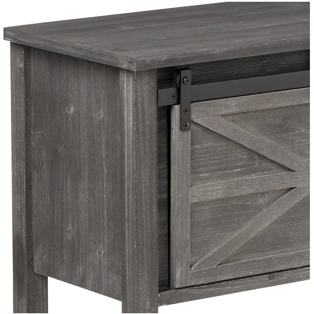 Antique Farmhouse Console Table with Sliding Barn Doors and Bottom Storage Shelf, Gray H5497