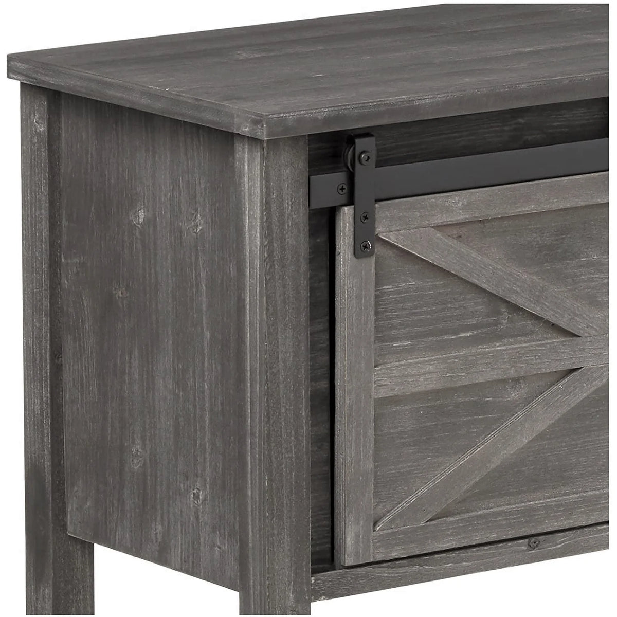 Antique Farmhouse Console Table with Sliding Barn Doors and Bottom Storage Shelf, Gray H5497