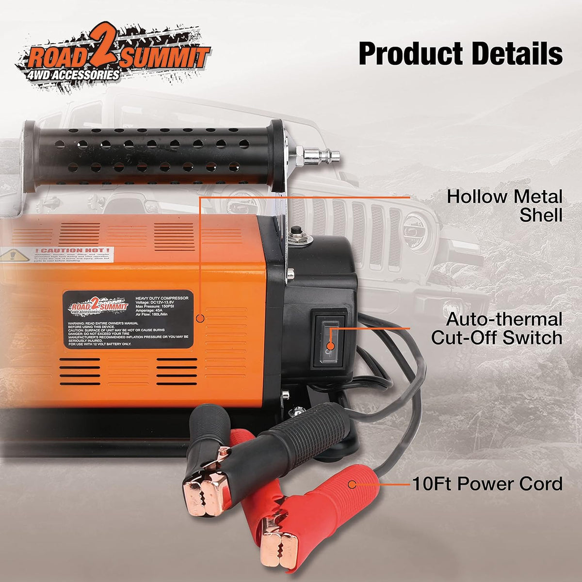 Heavy Duty Portable 12V Air Compressor Kit, Max 150PSI T2928