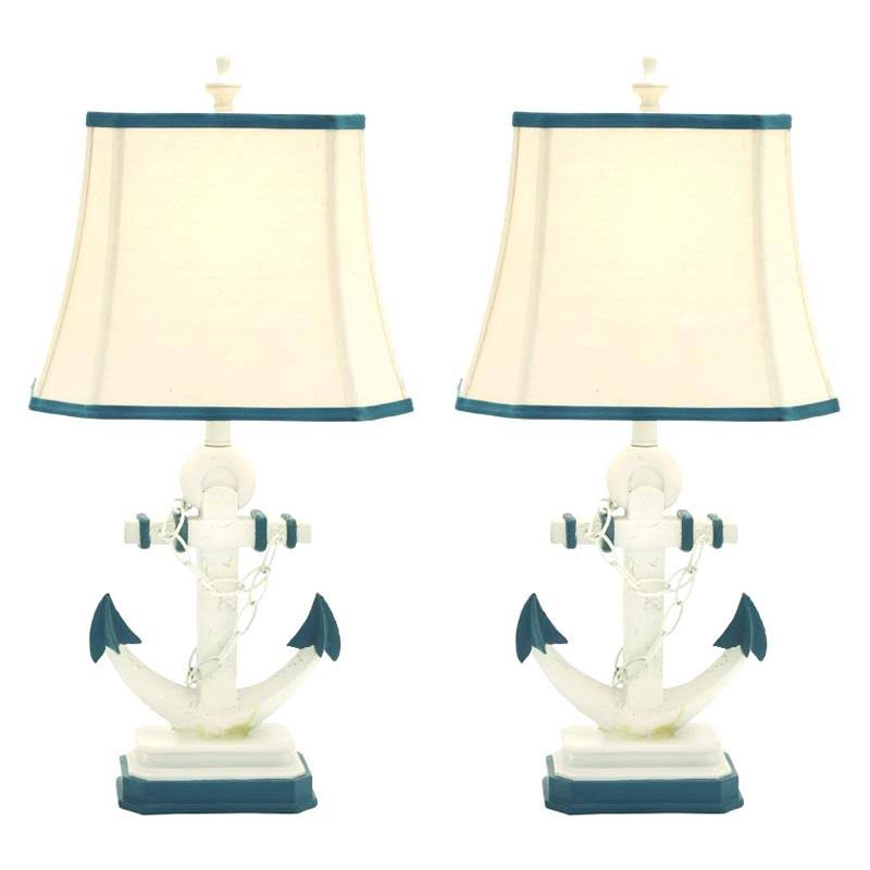 Linen Shade Lamp with Anchor B841
