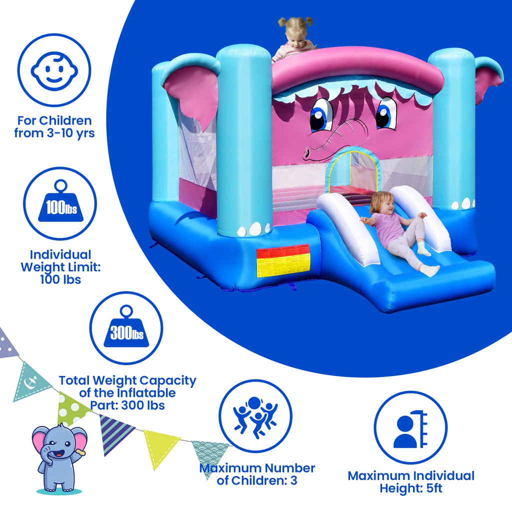Inflatable Bounce House 3-in-1 Elephant Theme Castle J741