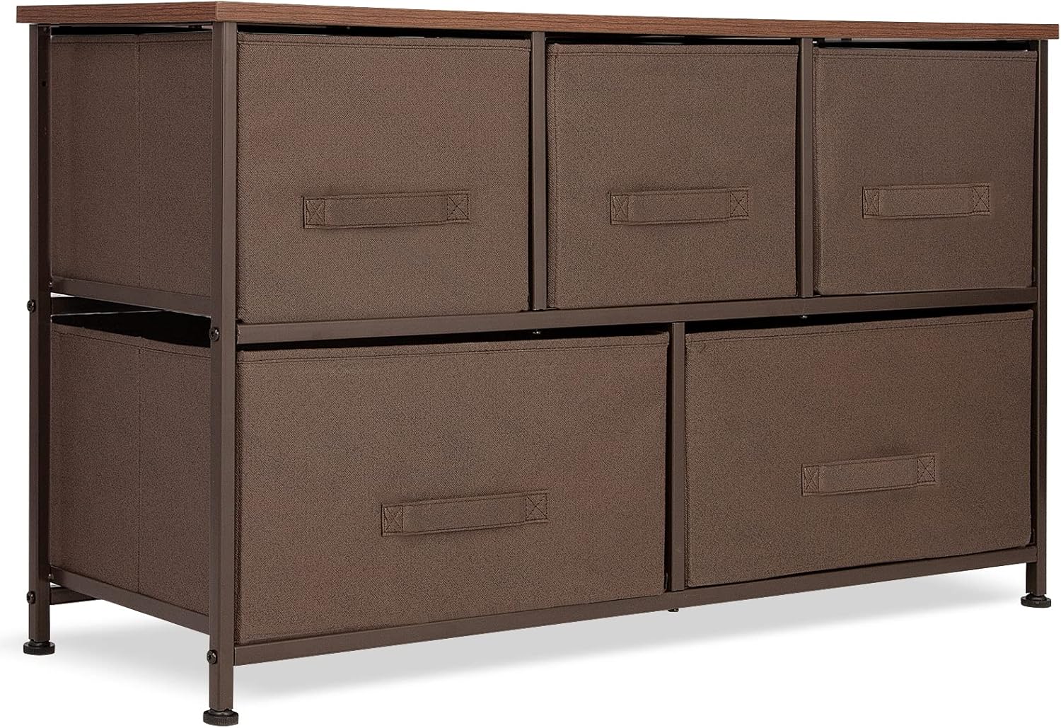 Brown 5-Drawer Storage Cabinet with Steel Frame D168622