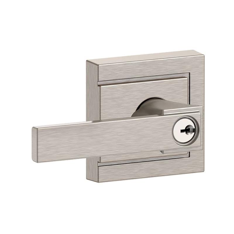 Satin Nickel Keyed Entry Lever Lock I9557
