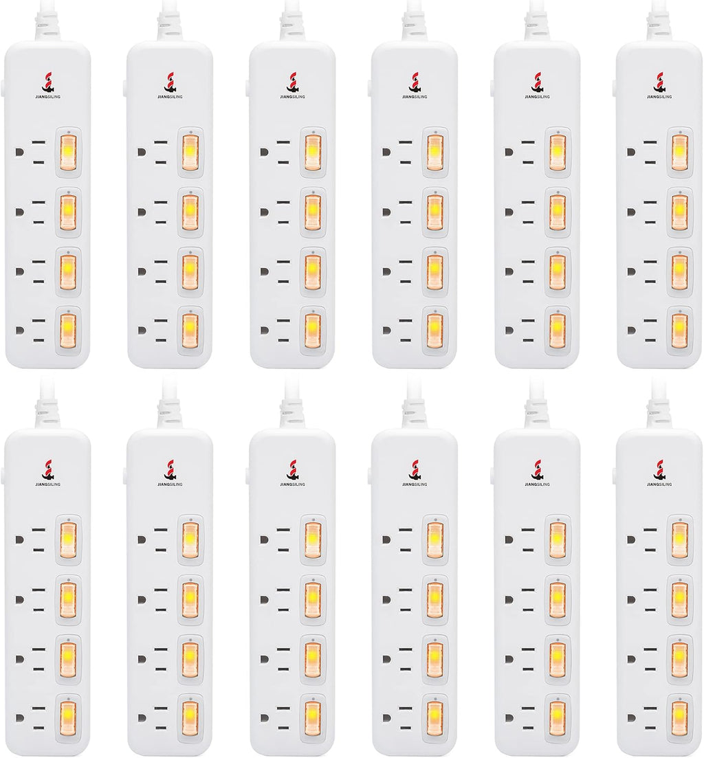 White 12 Pack Power Strip Surge Protector Extension Cord C76813
