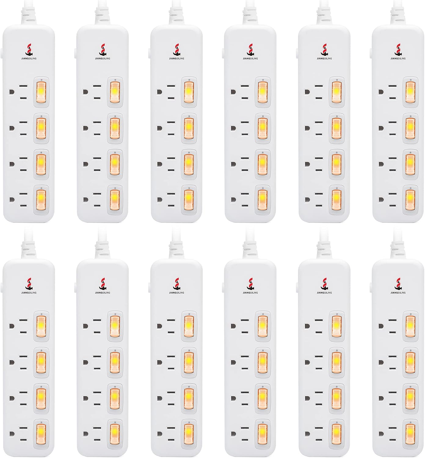White 12 Pack Power Strip Surge Protector Extension Cord C76813