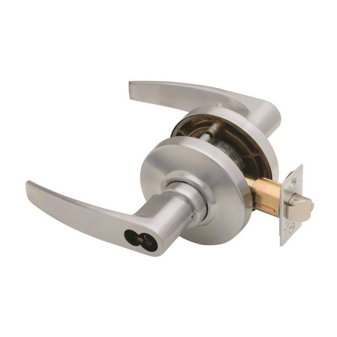 Satin Chrome Storeroom Large Format Lock with Latch and Strike N107