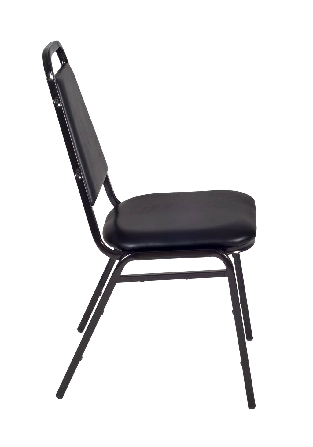 Mahogany Square Breakroom Table and 4 Black Restaurant Stack Chairs X102