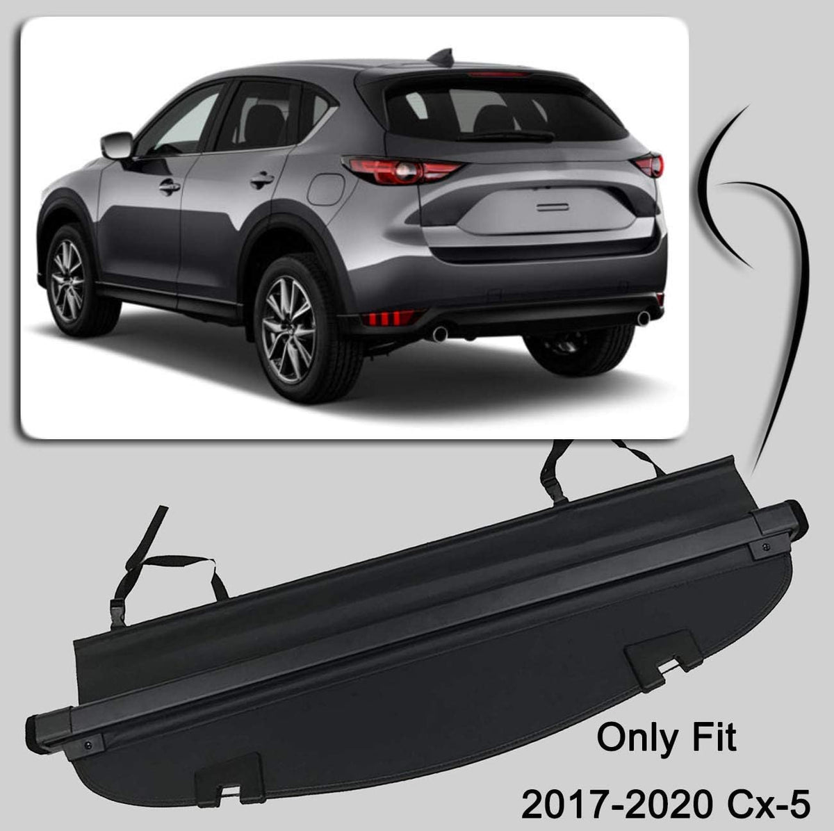 Black Retractable Trunk Shielding Shade for Mazda CX-5 U656070