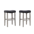 Leather Saddle Bar Stool Set of 2 F8157