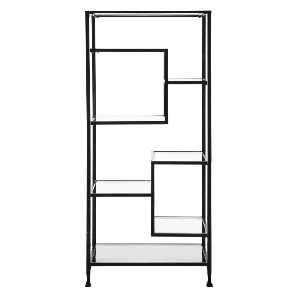 Black Metal & Glass Bookcase J1753