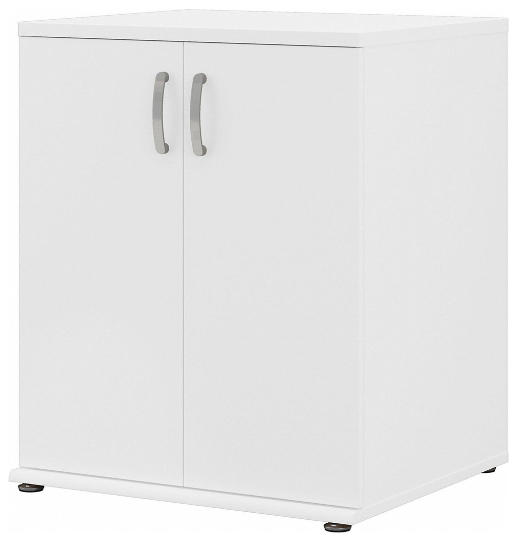 White Floor Storage Cabinet with Doors and Shelves R80519