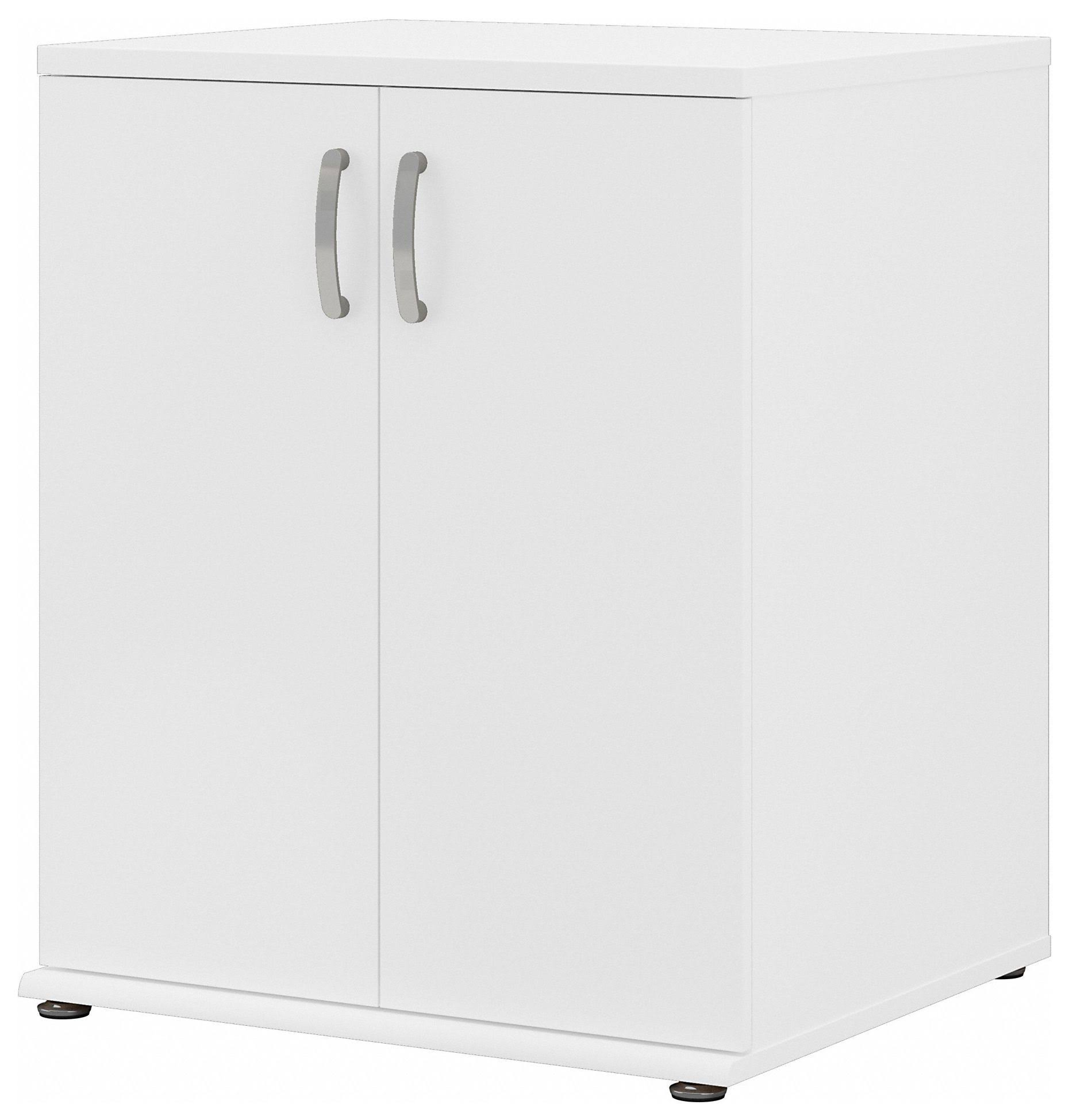 White Floor Storage Cabinet with Doors and Shelves R80519