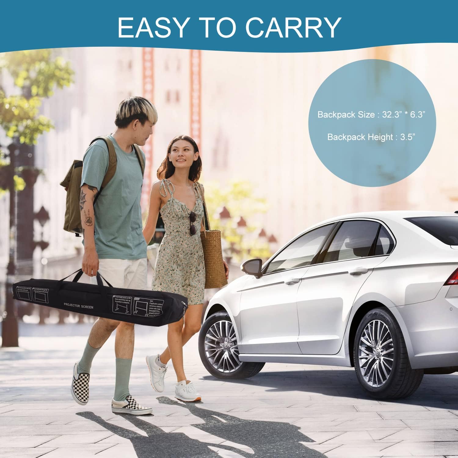 100 Inch 16:9 Portable Projector Screen with Stand and Carry Bag A313