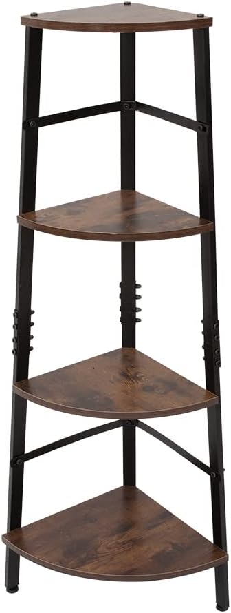 5-Tier Tall Bookcase, Industrial Style Bookshelf, Rustic Brown Z76212