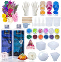 600ml Epoxy Resin Kit with Molds, Dried Flower, Gloves, Measuring Cup, Wooden Sticks U27726