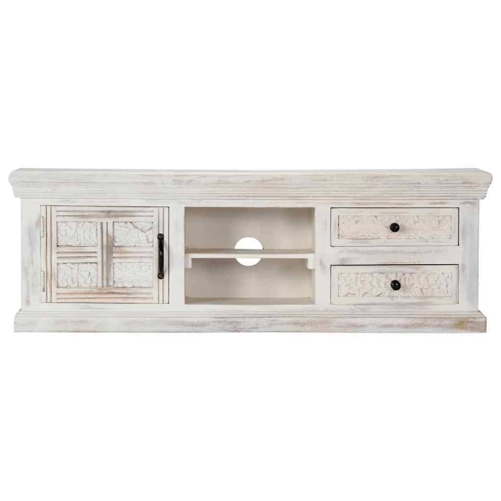 White Solid Mango Wood TV Cabinet D607511