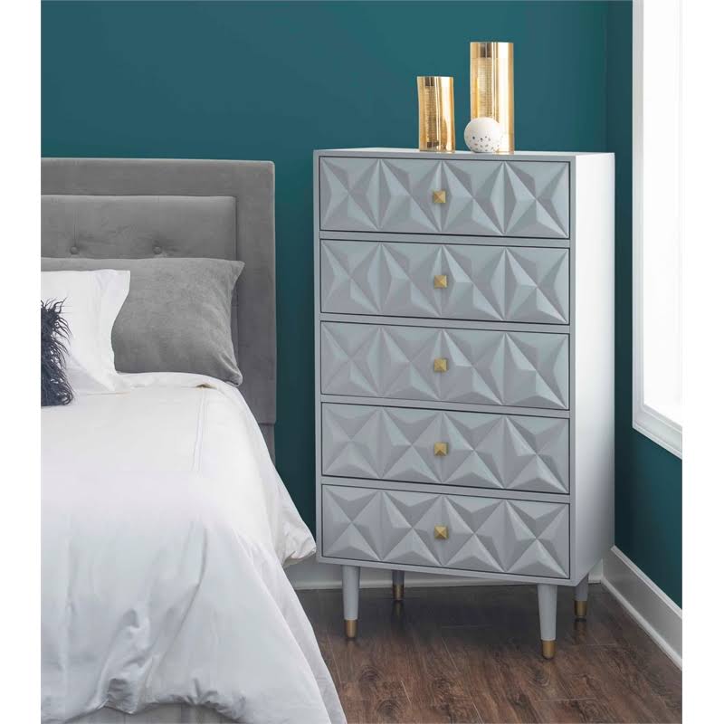 Gray Wood Five Drawer Chest D37708