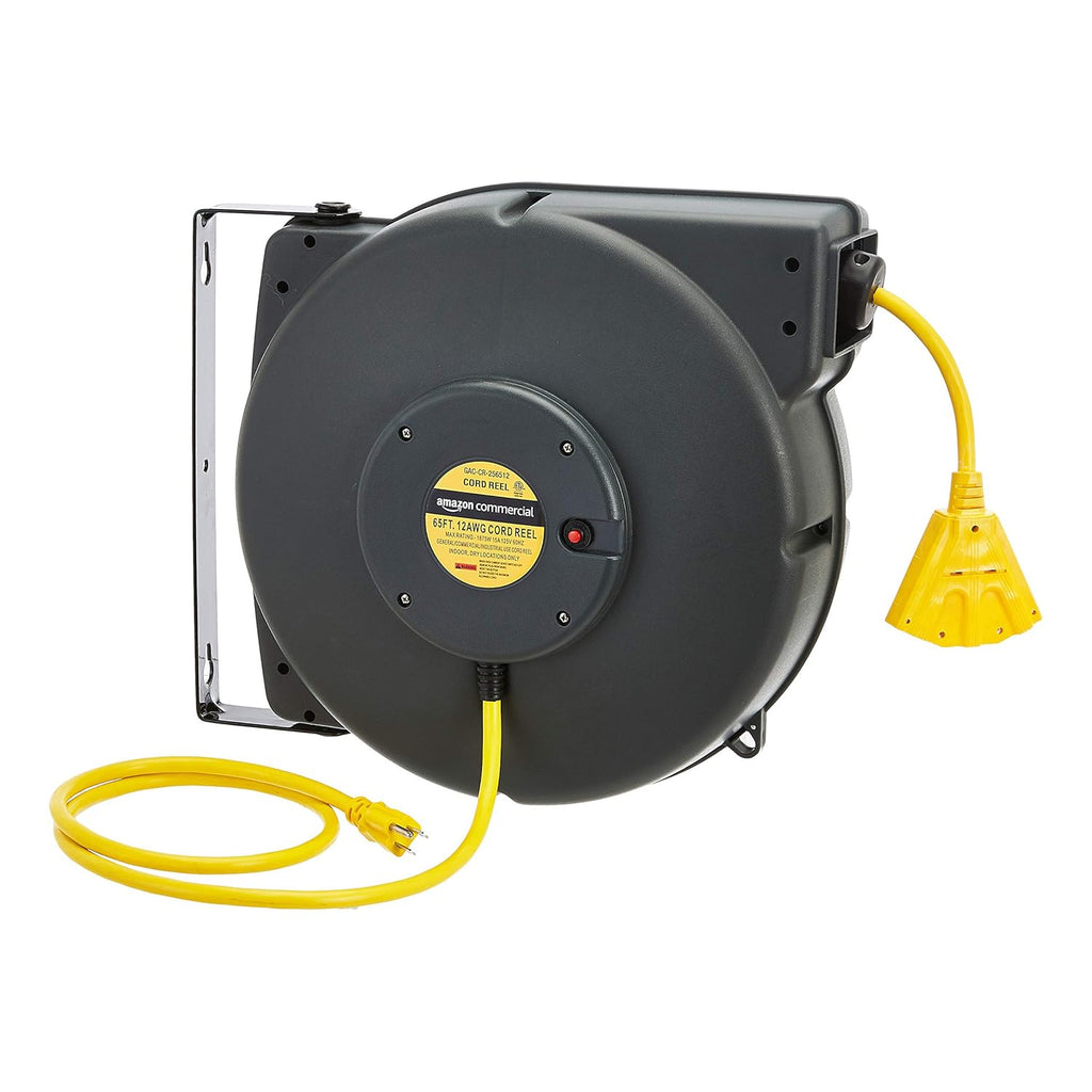 Extension Cord Reel Retractable Heavy Duty 12AWG x 80' Glow Strip Cable LED Light-Up Triple Tap Connector O347906