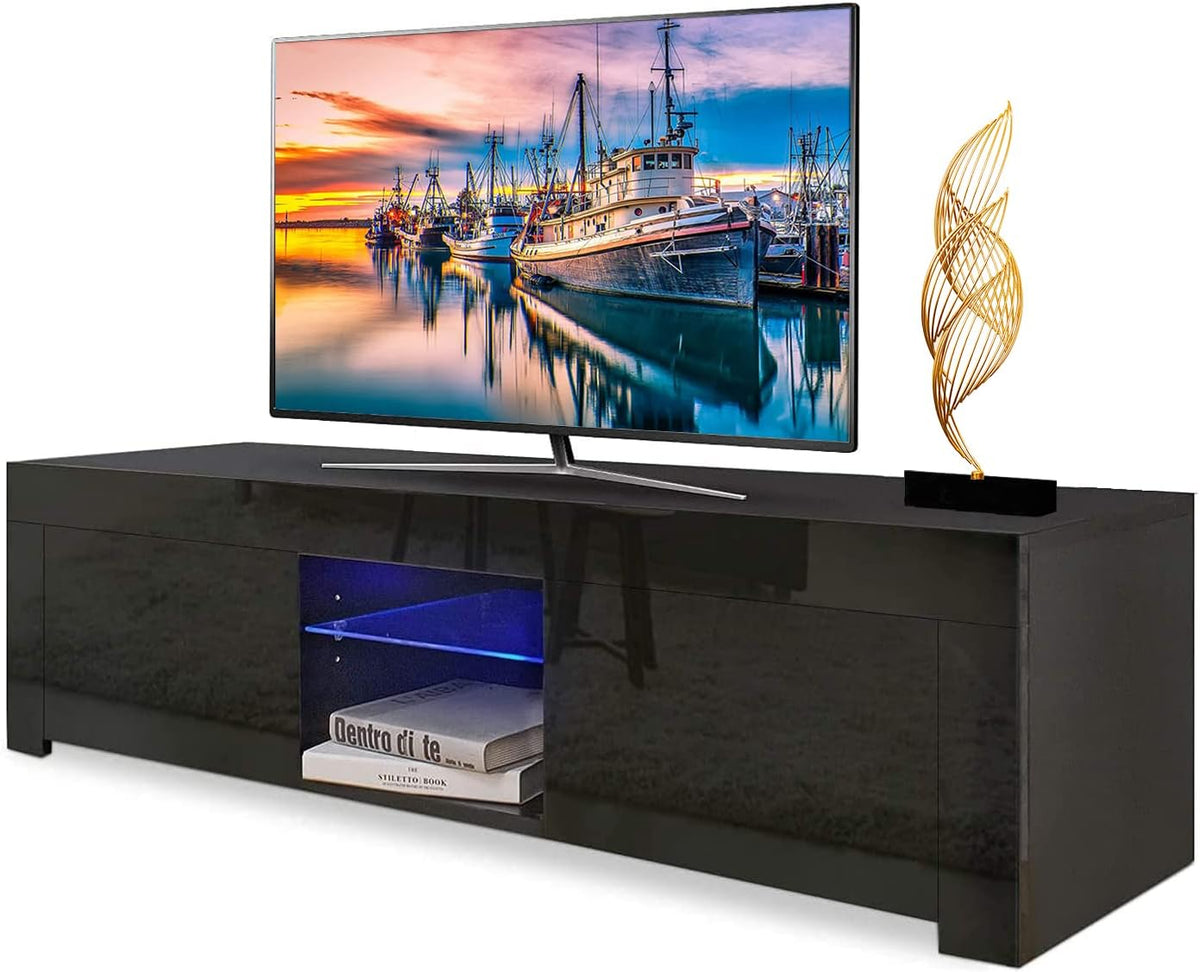 White High Gloss LED TV Stand with Storage Drawer M47889