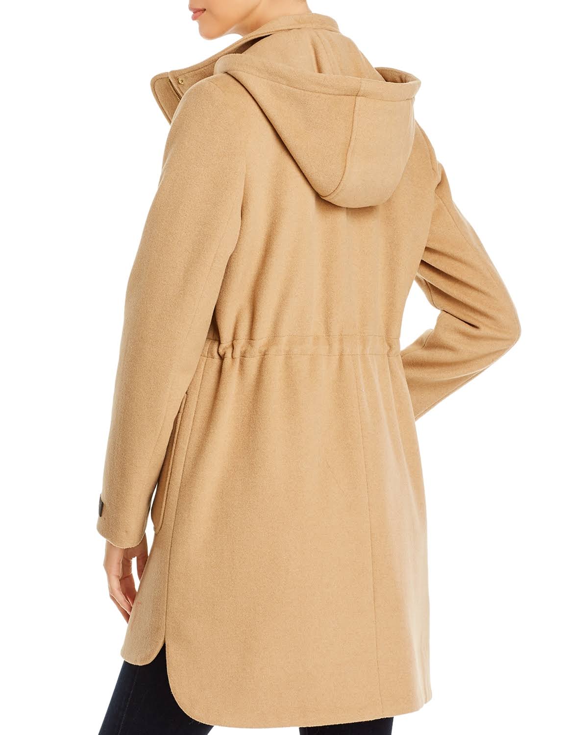 Camel Hooded Wool Blend Coat L98589
