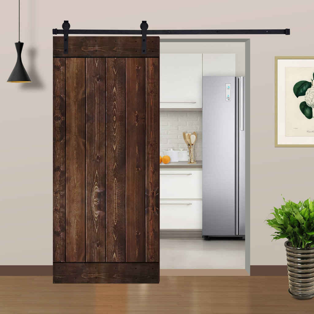 Paneled Wood Painted Barn Door with Installation Hardware Kit S297607