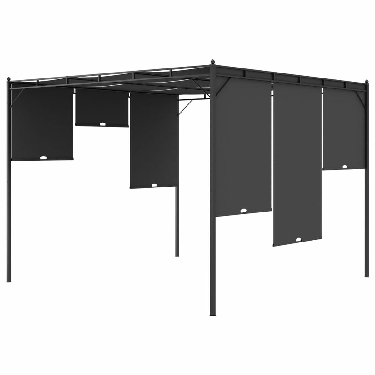 Garden Gazebo with Side Curtain Steel Frame Sun Shade Shelter 118.1 x 118.1 x 88.6 Inches I5131