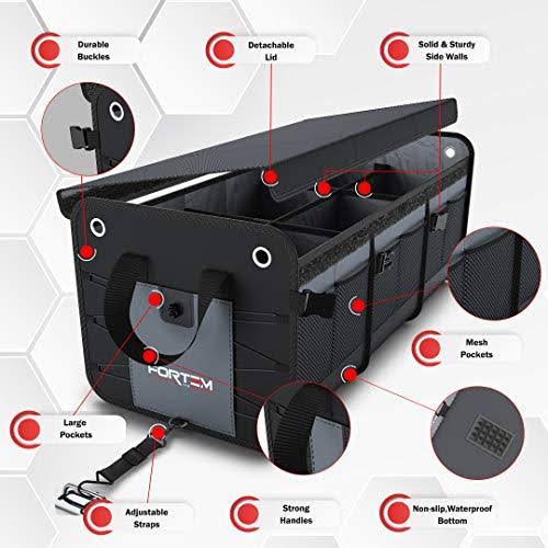 Grey Car Trunk Organizer with 3 Compartments H2998