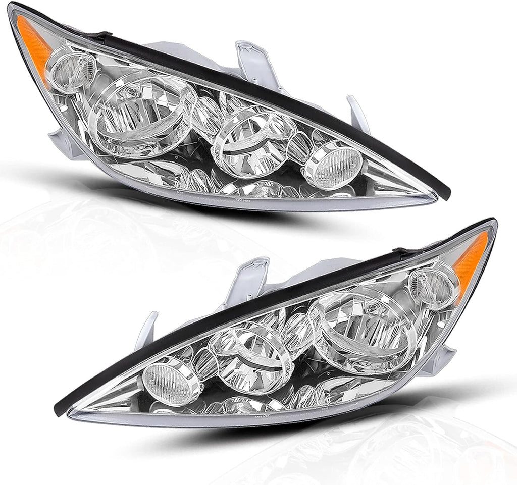 Headlight Assembly Compatible with 2005-2006 Camry Black Housing Clear Lens B296