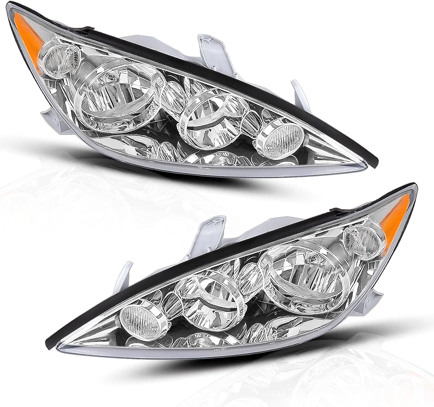Headlight Assembly Compatible with 2005-2006 Camry Black Housing Clear Lens B296