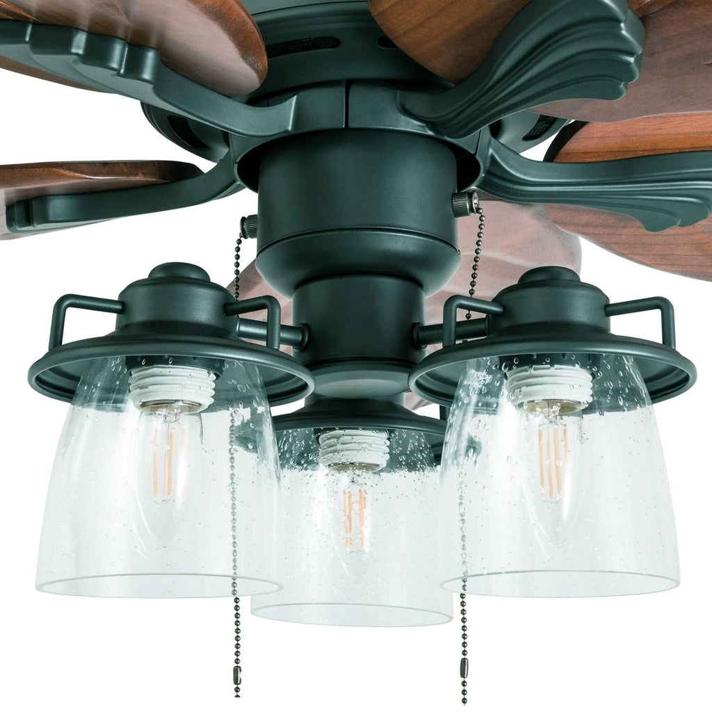 Aged Bronze LED Lighted Ceiling Fan with Hand-Carved Blades M803393