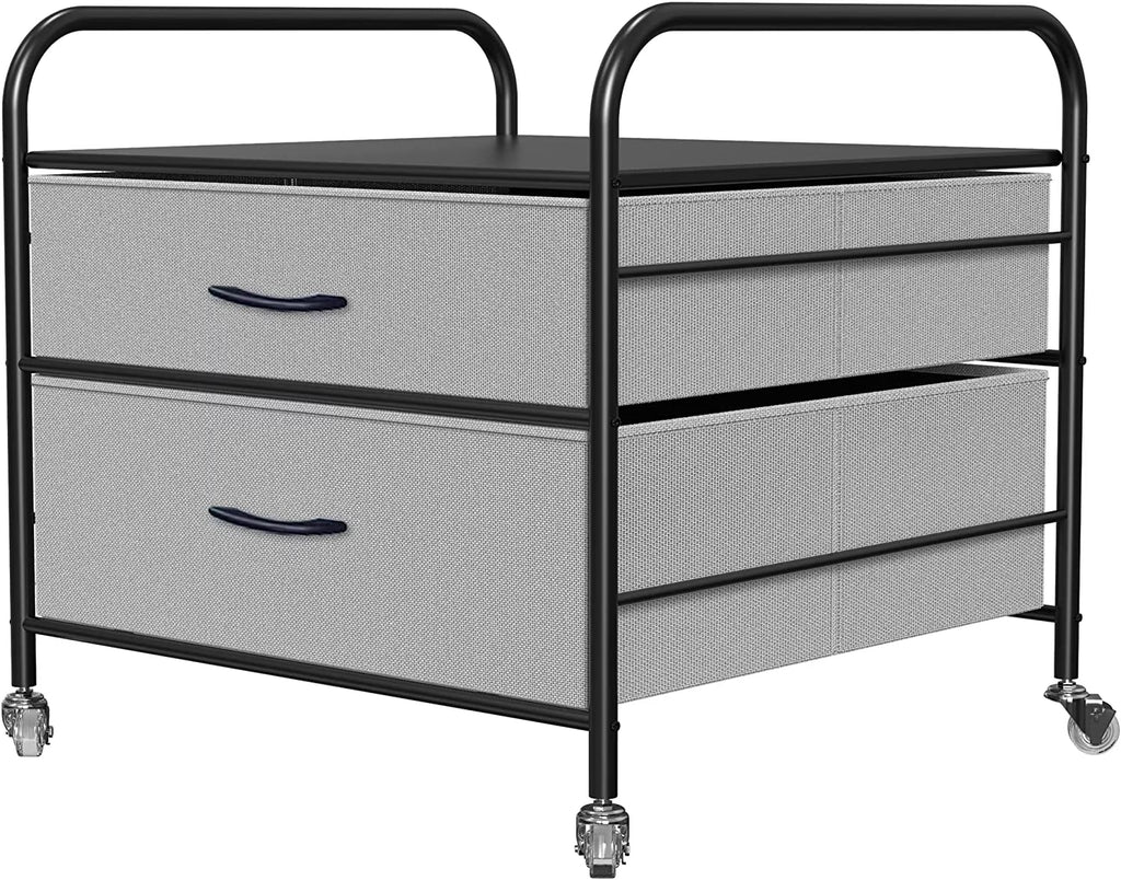 Fridge Stand with Storage, 2 Drawer, Metal Frame, 4 Swivel Wheels F38537