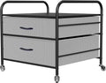 Fridge Stand with Storage, 2 Drawer, Metal Frame, 4 Swivel Wheels F38537