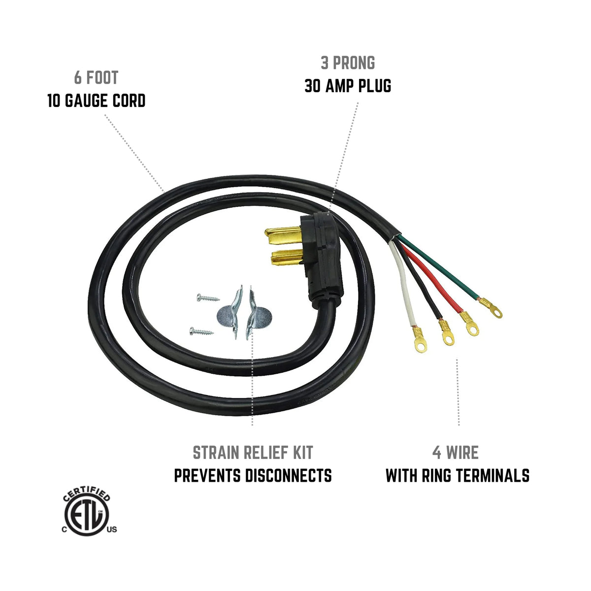 6 ft 10/4 SRDT 30 Amp Dryer Cord N472042