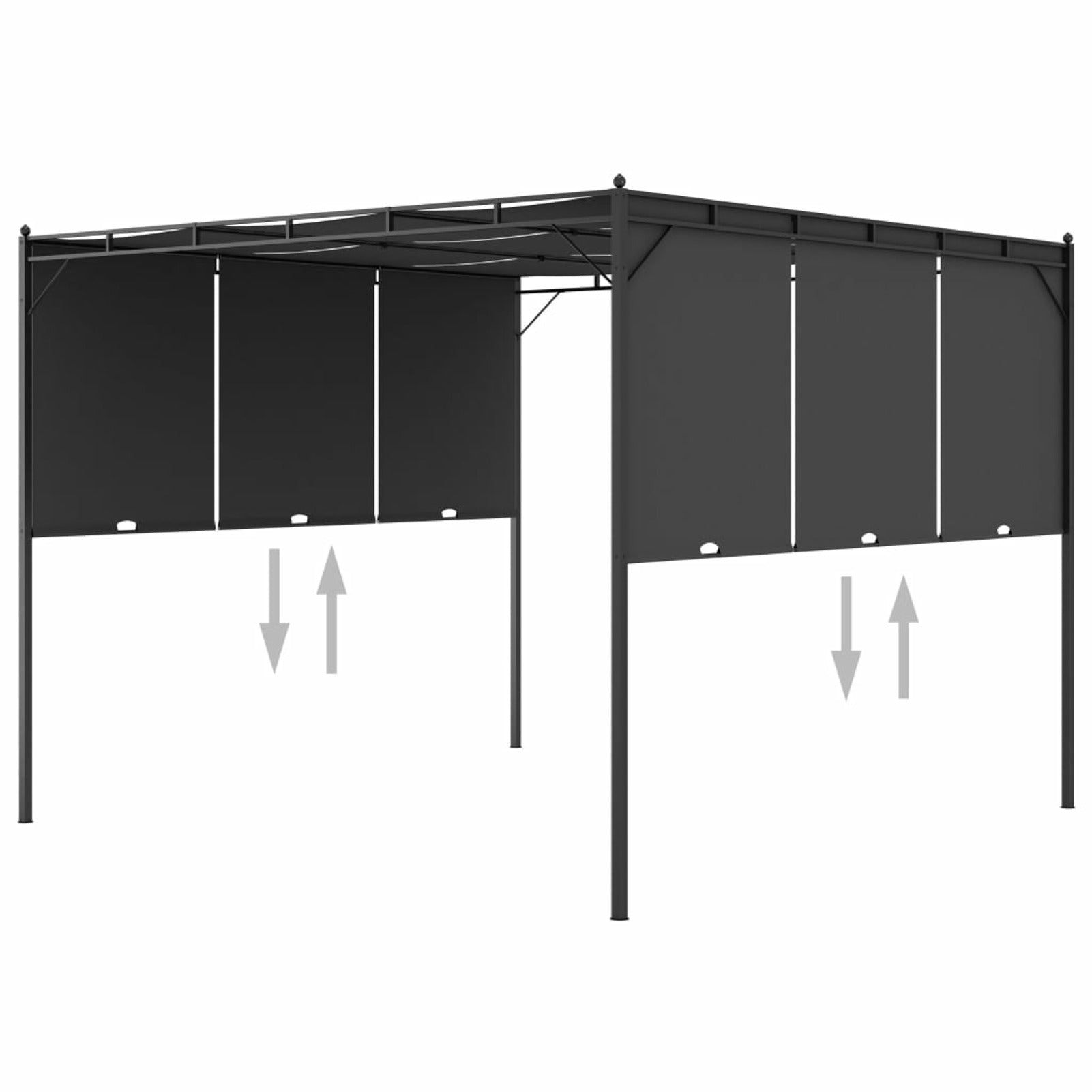 Garden Gazebo with Side Curtain Steel Frame Sun Shade Shelter 118.1 x 118.1 x 88.6 Inches I5131