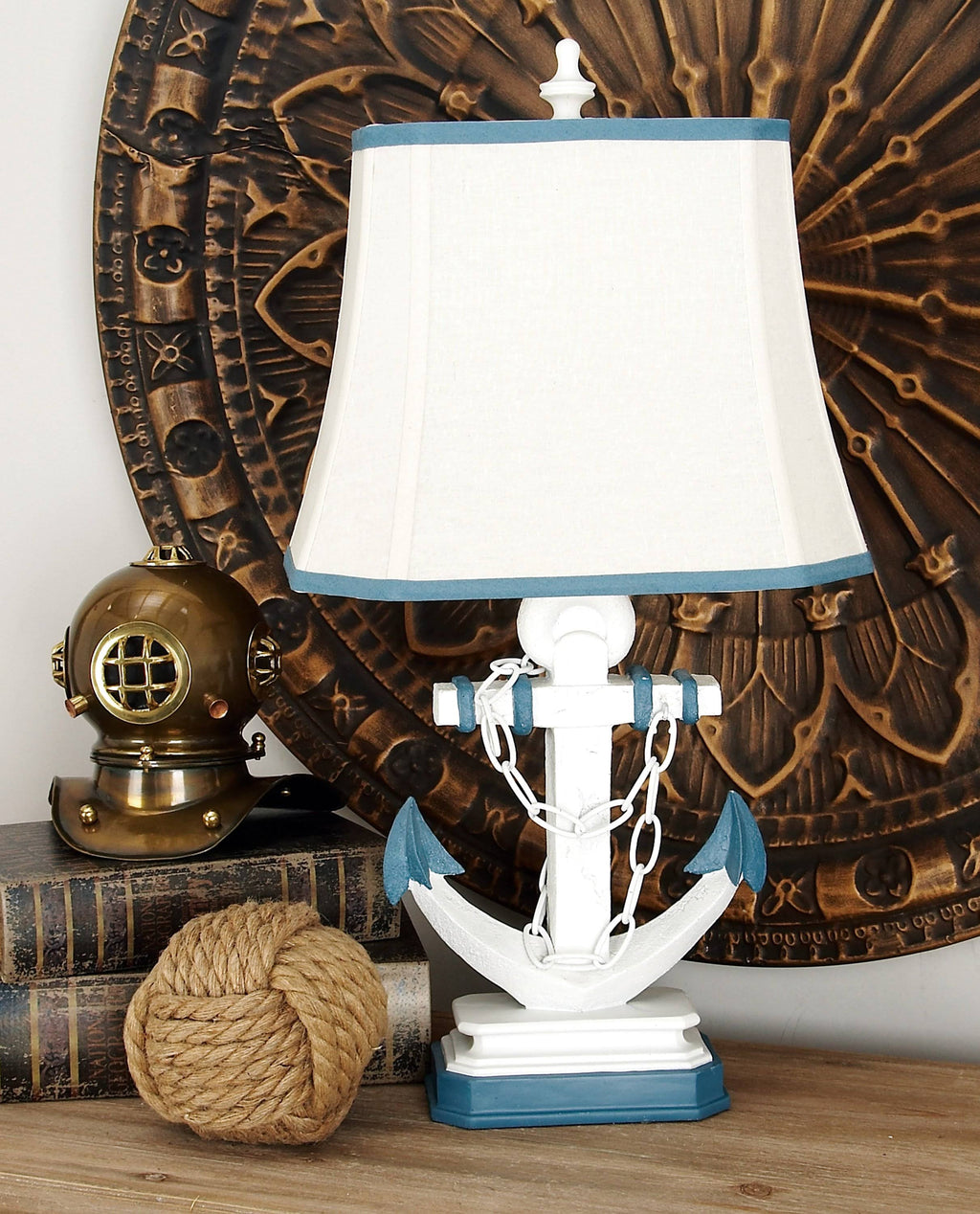 Linen Shade Lamp with Anchor B841