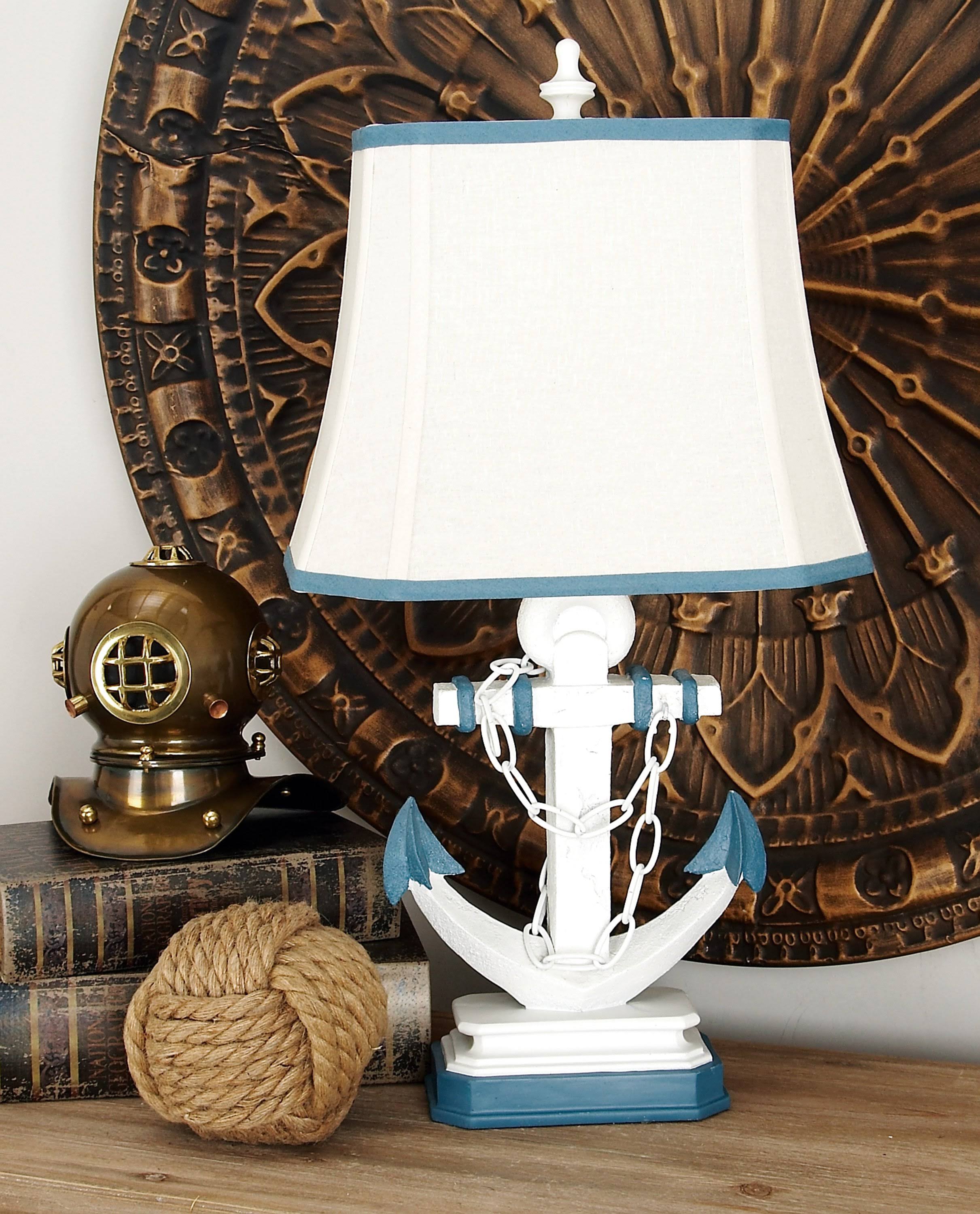Linen Shade Lamp with Anchor B841