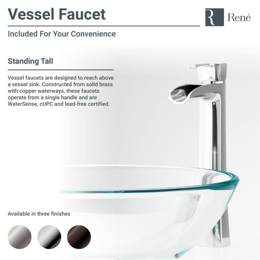 Foil Undertone Glass Vessel Sink with Antique Bronze Vessel Faucet A85957