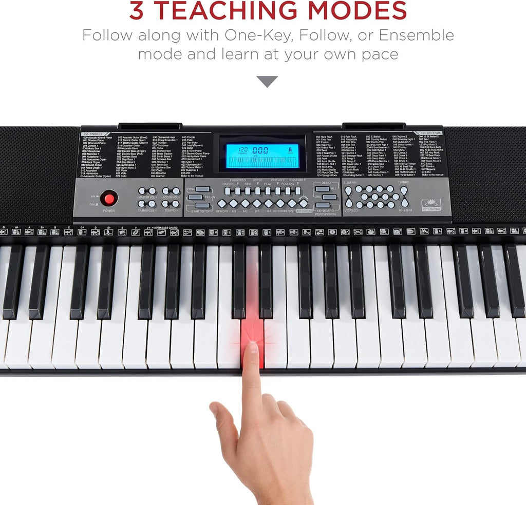 54-Key Electronic Keyboard Piano with LCD Screen, Power Adapter, Teaching Modes, Music Sheet Stand, Built in Speakers I405265