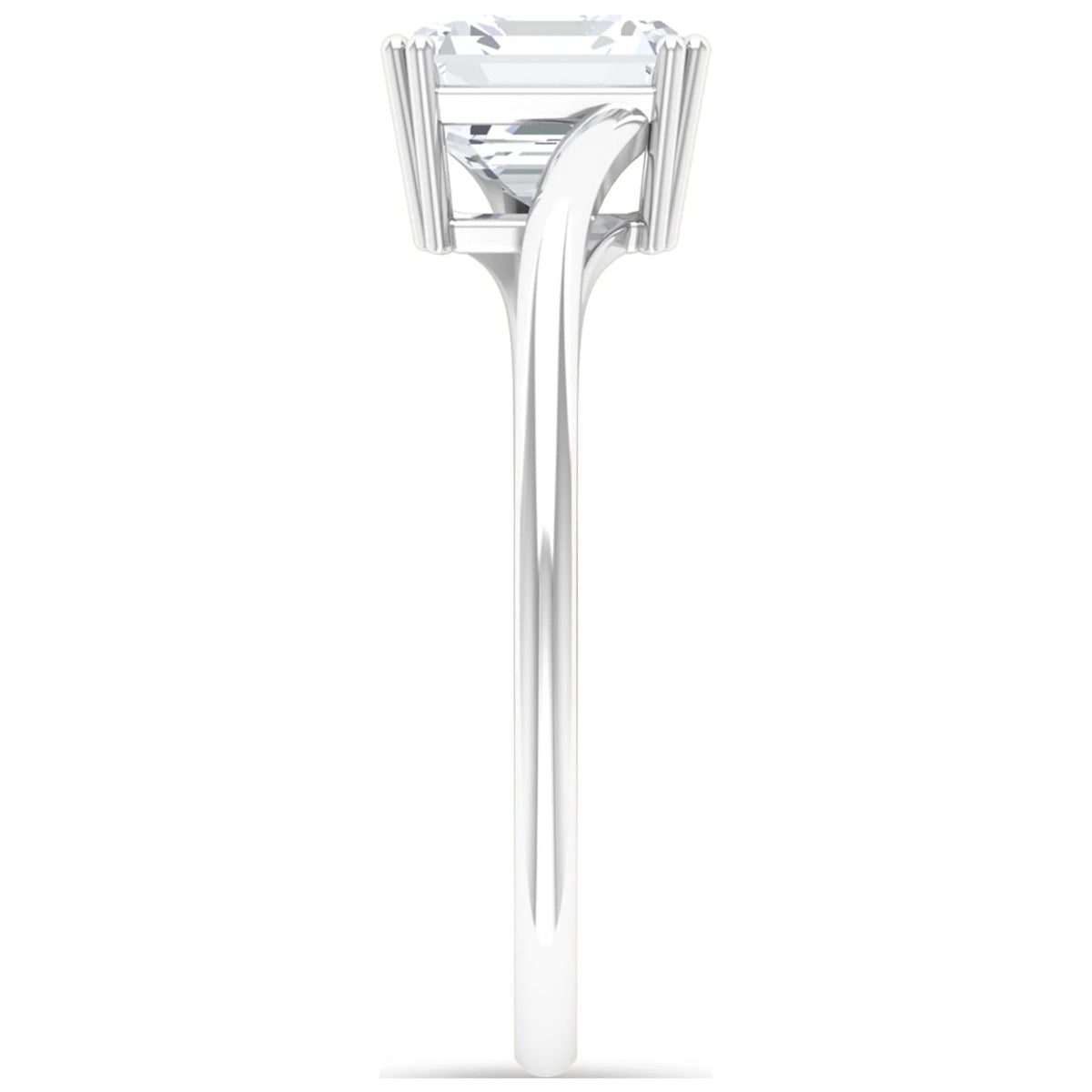 2 CT Asscher Cut Moissanite Solitaire Engagement Ring, 10K White Gold, US 3.00 I23733