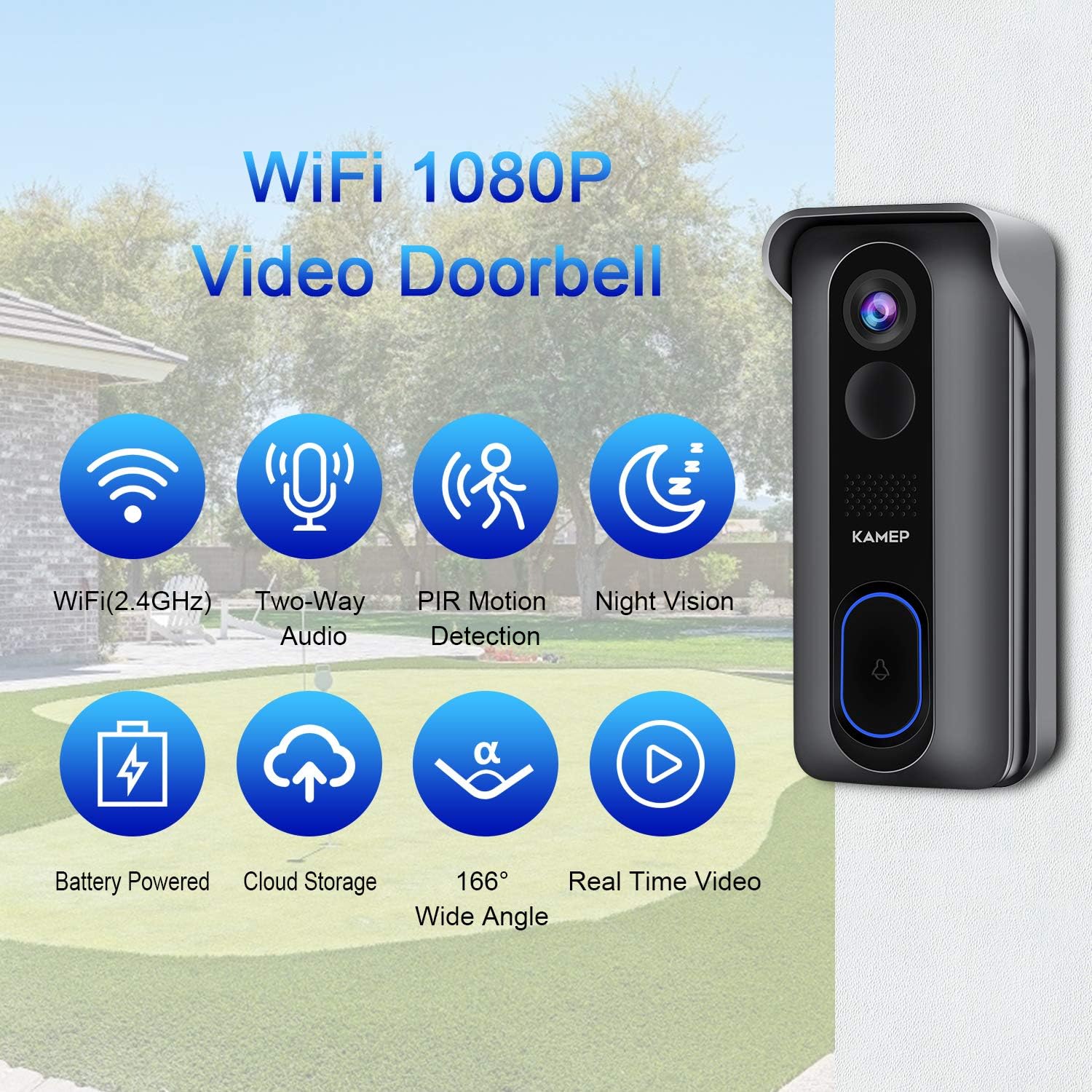 Wireless Wifi Video Doorbell Camera With Chime HD 1080P Waterproof Battery Powered 2-Way Audio Motion Detection IR Wide Angle Cloud Storage U678