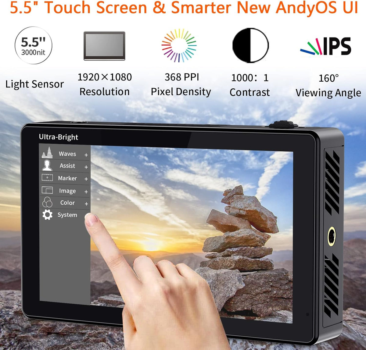5.5 Inch Touchscreen Camera Field Monitor with Battery and Charger T282
