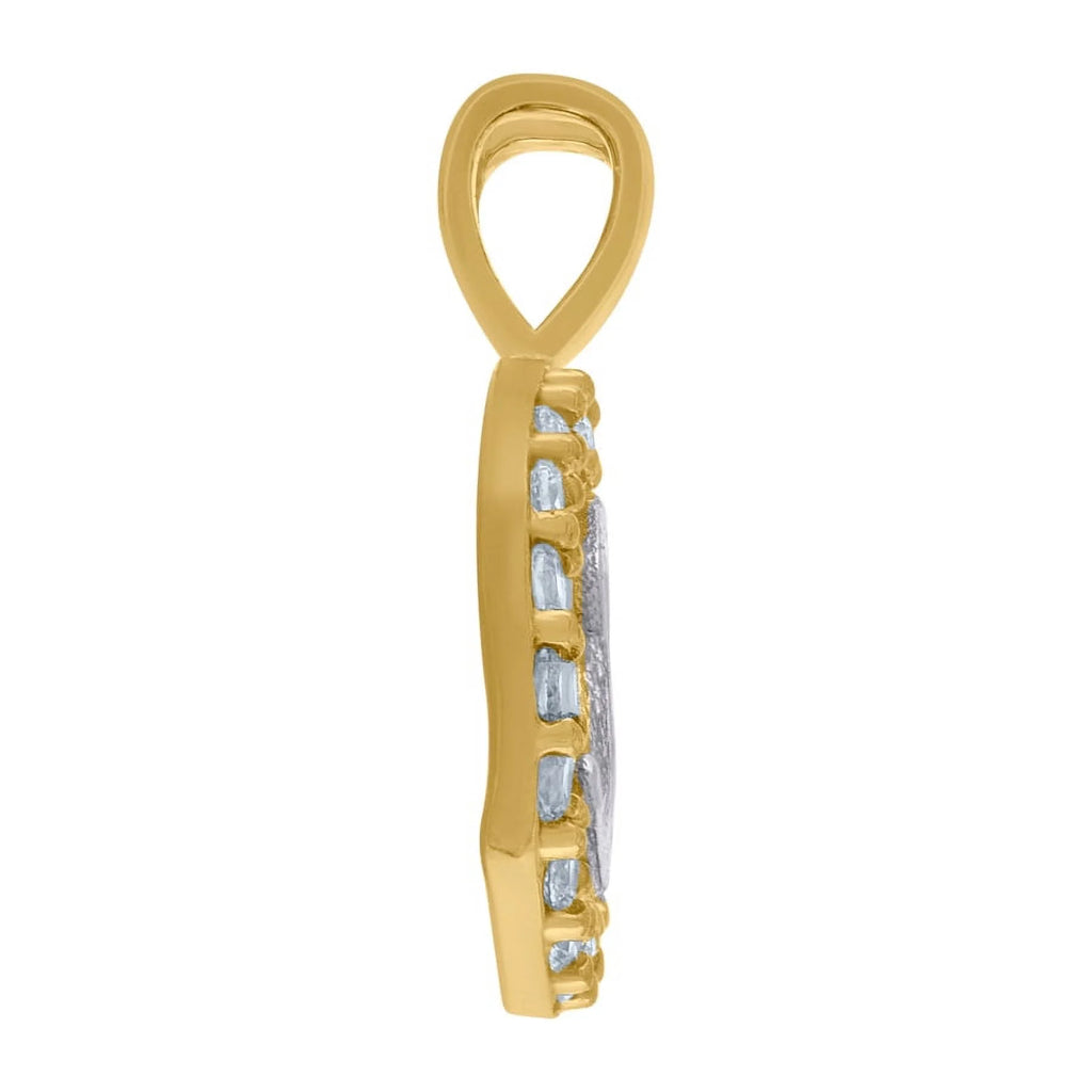 10k Two Tone Gold Cubic Zirconia Letter Pendant Necklace P202280