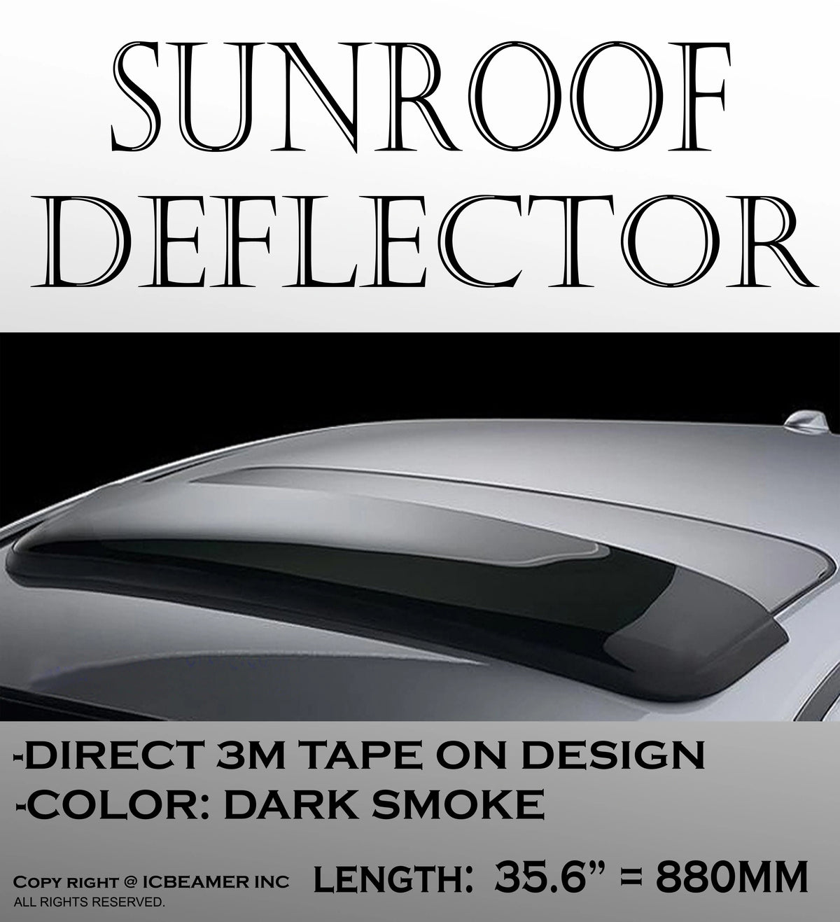37.8" 980mm Tinted Sunroof Wind Deflector Visor with Double Side Tape D21225