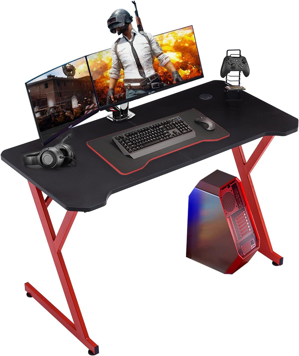 47 Ergonomic Z Shape Computer Desk with Carbon Fiber Surface E736415