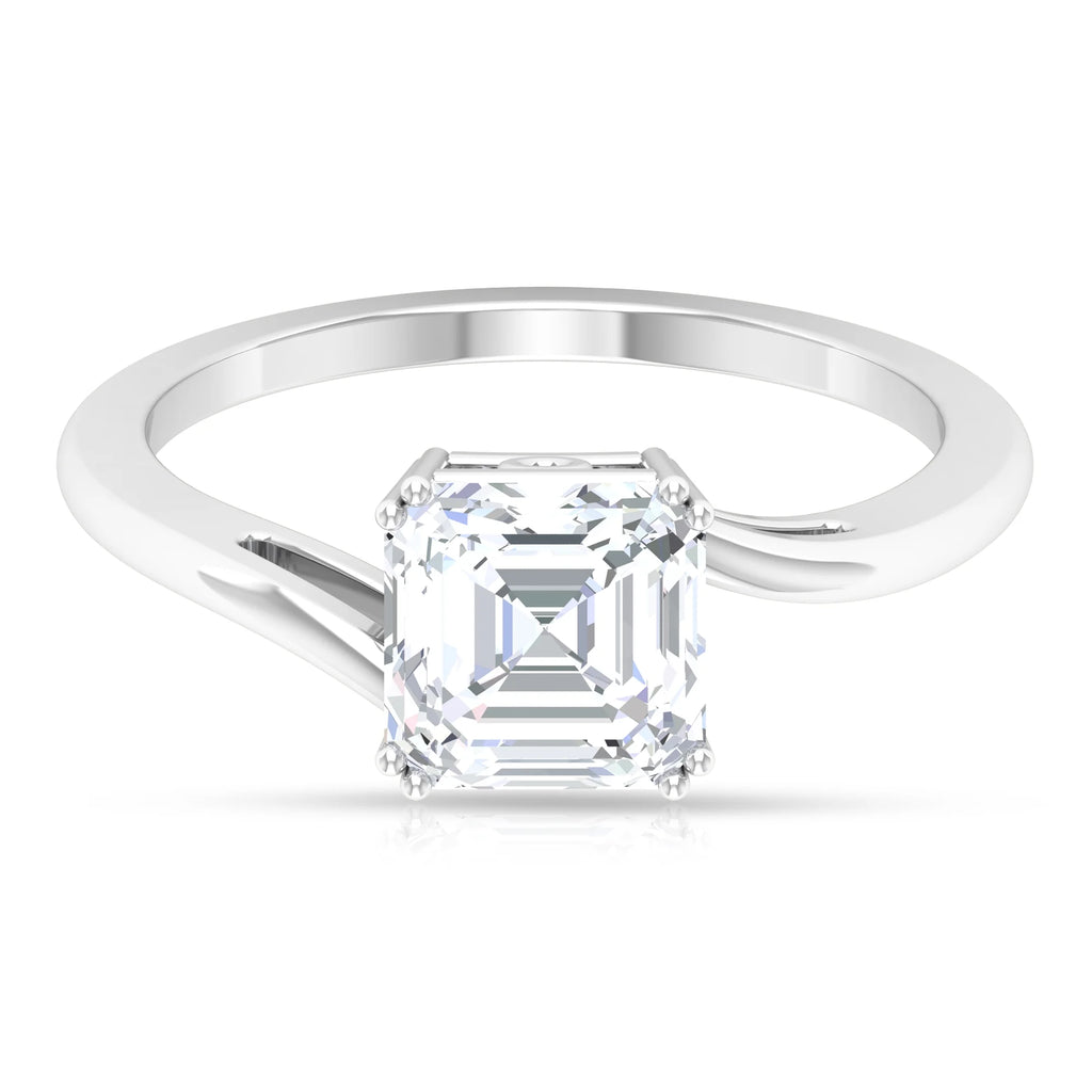 2 CT Asscher Cut Moissanite Solitaire Engagement Ring, 10K White Gold, US 3.00 I23733