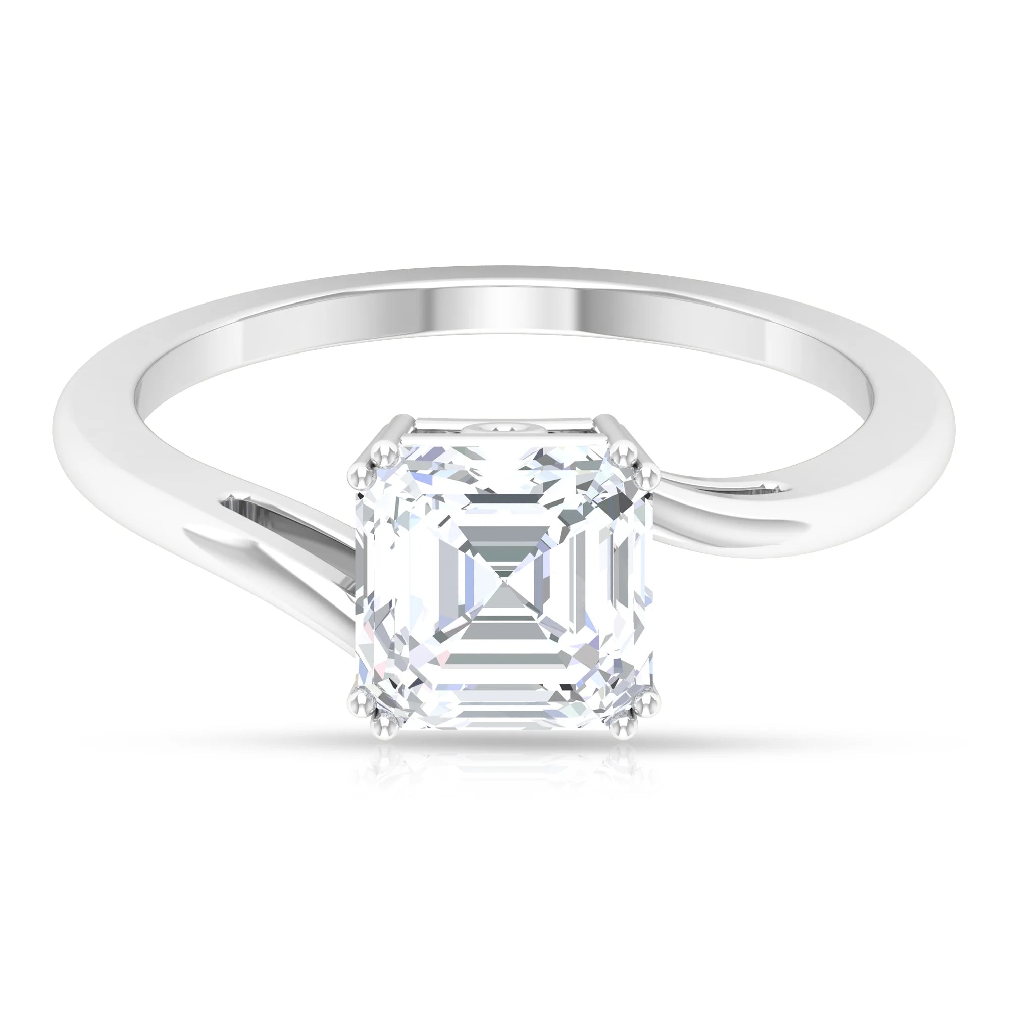 2 CT Asscher Cut Moissanite Solitaire Engagement Ring, 10K White Gold, US 3.00 I23733