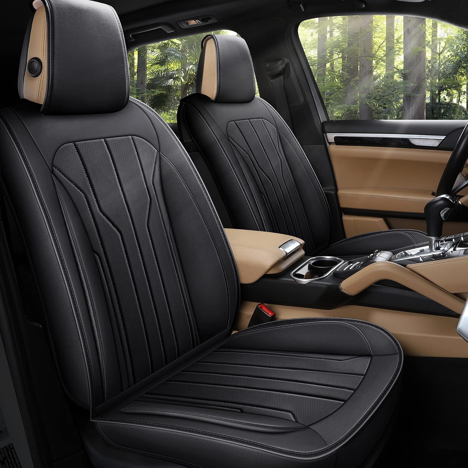 Gray Leatherette Car Seat Covers for Cars SUV Pick-up Truck, Front Pair C846934