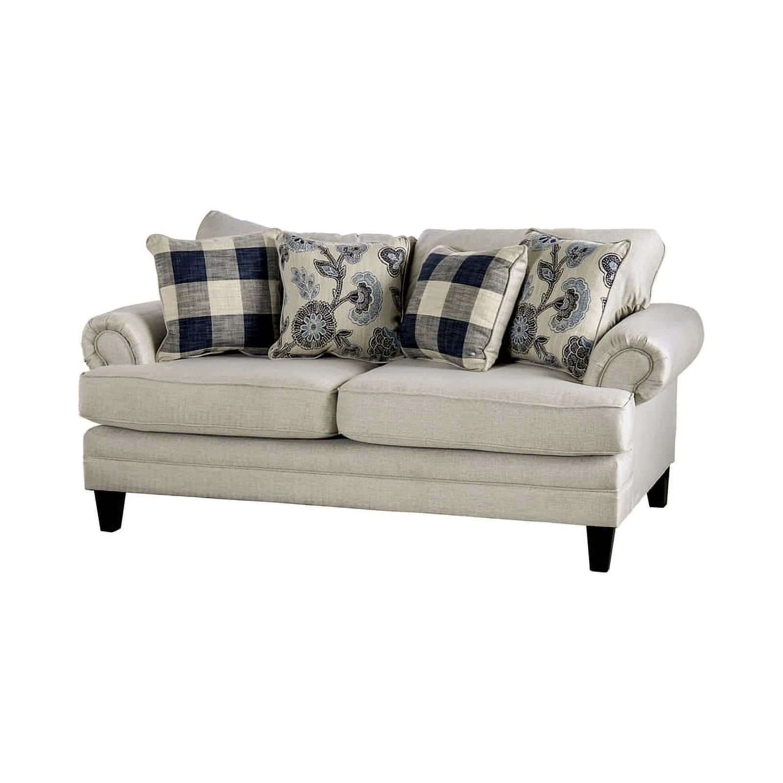 Ivory Fabric 3pc Sofa Set with Floral Chair M806663