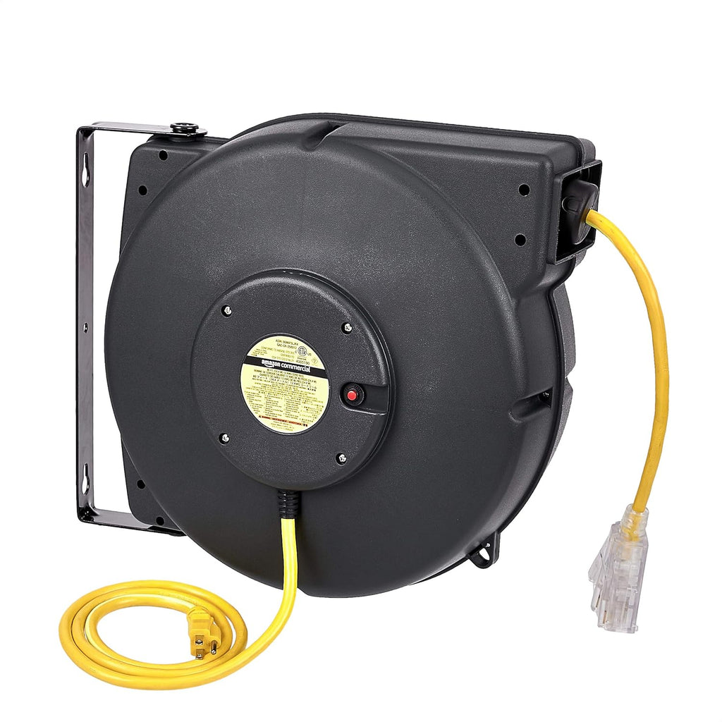 Extension Cord Reel Retractable Heavy Duty 12AWG x 80' Glow Strip Cable LED Light-Up Triple Tap Connector O347906